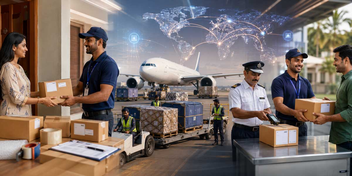 Step-by-step international courier process from Mumbai