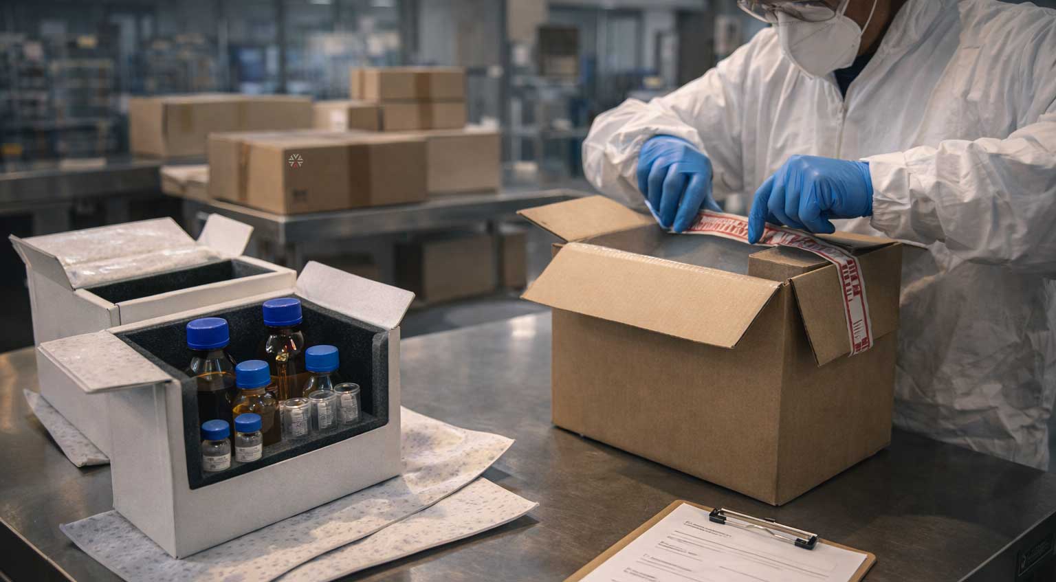 Containers filled with liquid chemicals