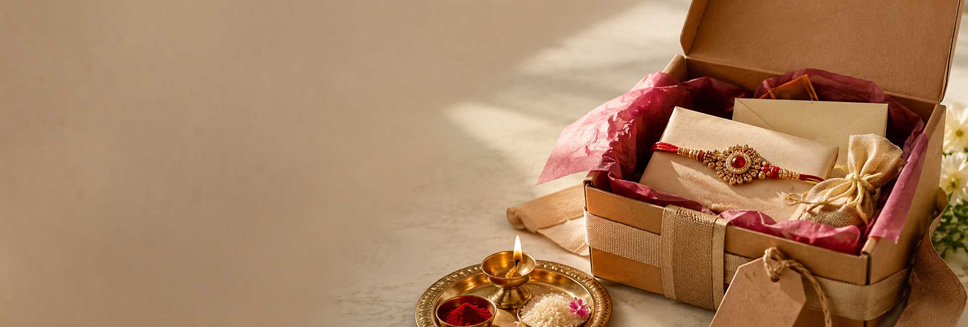 Rakhi gift parcel prepared for international delivery