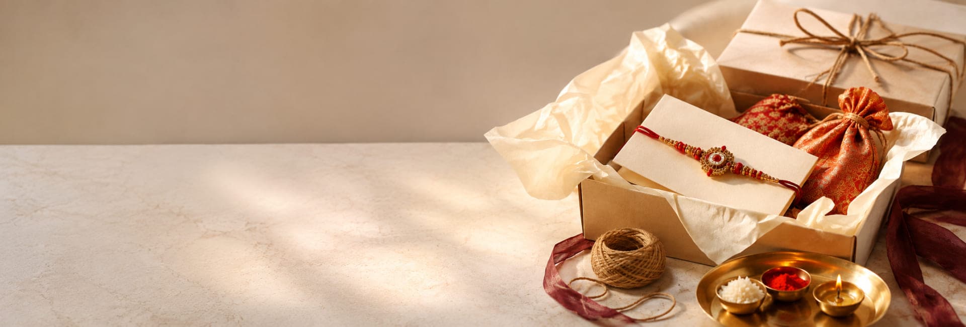 Rakhi parcel with festive gifts ready for delivery to the UK